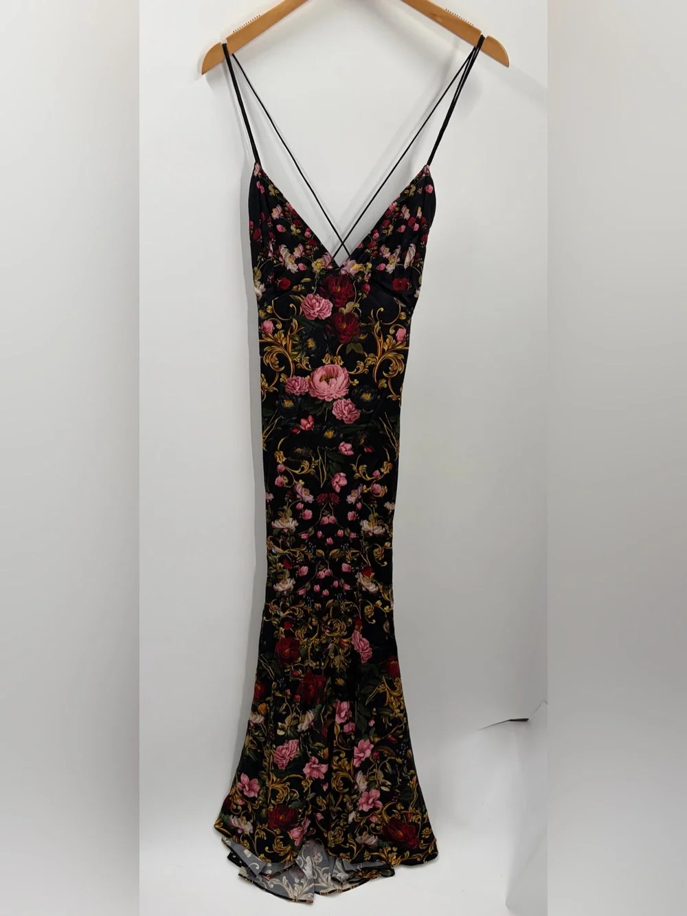 Alice + Olivia Milta Floral Mermaid Satin Slip Maxi Dress size 10 - Picture 5 of 14